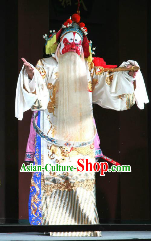 Er Jin Gong Chinese Sichuan Opera Painted Role Apparels Costumes and Headpieces Peking Opera Highlights Elderly Male Garment Official Yang Bo Clothing