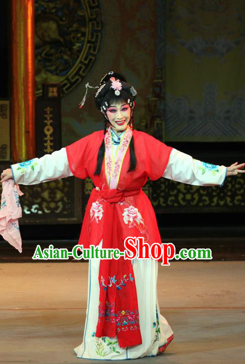 Chinese Sichuan Opera Highlights Maid Lady Garment Costumes and Headdress En Chou Ji Traditional Peking Opera Young Beauty Dress Actress Qian Suyun Apparels