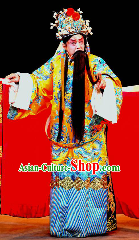 Ji Xin Kuang Chu Chinese Sichuan Opera Lord Apparels Costumes and Headpieces Peking Opera Highlights Elderly Male Garment Emperor Liu Bang Clothing