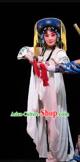 Chinese Sichuan Opera Highlights Village Woman Garment Costumes and Headdress Farewell Jing Niang Traditional Peking Opera Actress Dress Young Female Zhao Jingniang Apparels