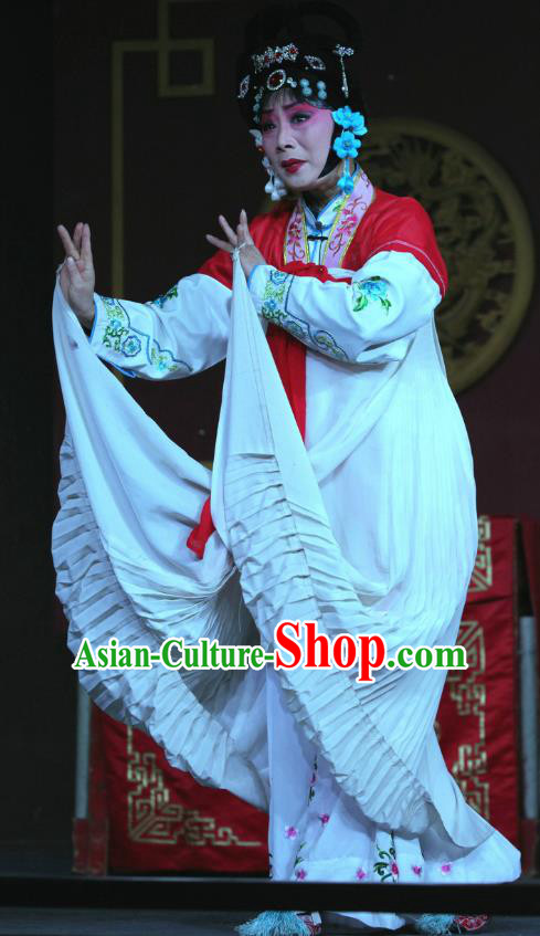 Chinese Sichuan Opera Highlights Diva Zhao Jingniang Garment Costumes and Headdress Farewell Jing Niang Traditional Peking Opera Actress Dress Young Female Apparels