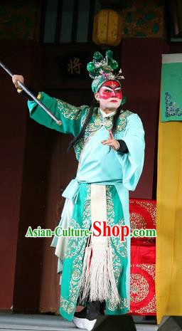 Farewell Jing Niang Chinese Sichuan Opera Wusheng Apparels Costumes and Headpieces Peking Opera Highlights Swordsman Zhao Kuangyin Garment Clothing