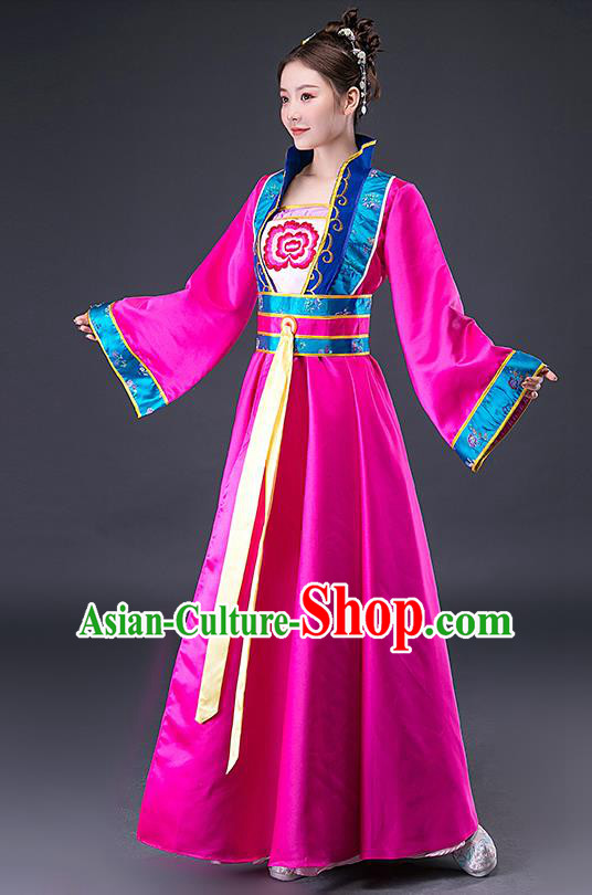 Chinese Ming Dynasty Maid Lady Rosy Hanfu Dress Traditional Apparels Ancient Drama Servant Girl Historical Costumes for Women