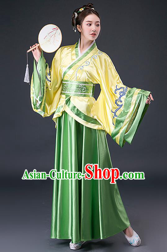 Chinese Han Dynasty Young Woman Hanfu Dress Traditional Apparels Ancient Drama Royal Princess Historical Costumes Complete Set