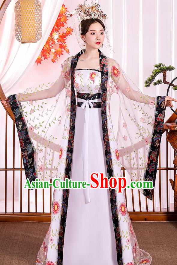 Chinese Ancient Drama Goddess Hanfu Dress Apparels Traditional Tang Dynasty Royal Princess Historical Costumes Complete Set