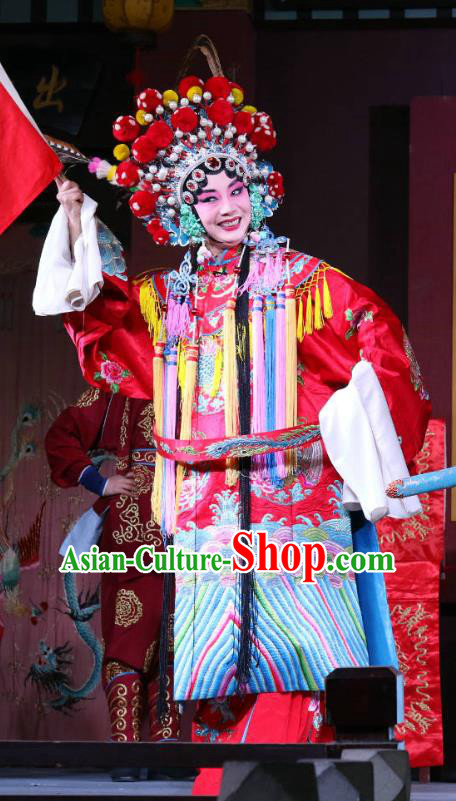 Chinese Sichuan Opera Highlights Tao Ma Tan Garment Costumes and Headdress Zhan Ying Long Traditional Peking Opera Female General Fan Lihua Dress Apparels