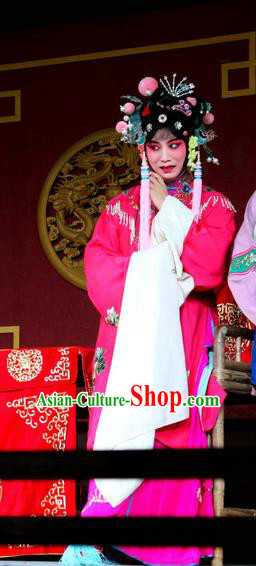 Chinese Sichuan Opera Highlights Diva Liu Huiniang Garment Costumes and Headdress Dong Fang Traditional Peking Opera Hua Tan Rosy Dress Actress Apparels