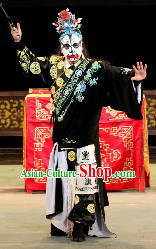 Bai Shou Tu Chinese Sichuan Opera Wusheng Xue Gang Apparels Costumes and Headpieces Peking Opera Highlights Swordsman Garment Martial Male Clothing