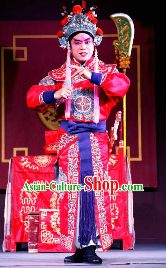 Pan Diao Chinese Sichuan Opera Martial Male Apparels Costumes and Headpieces Peking Opera Highlights Wusheng Garment Lv Bu Clothing