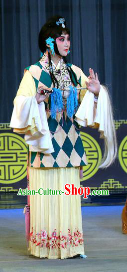 Chinese Sichuan Highlights Opera Young Beauty Garment Costumes and Headdress Traditional Peking Opera Actress Dress Taoist Nun Chen Miaochang Apparels