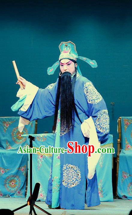 Xian He Ridge Chinese Sichuan Opera Elderly Male Apparels Costumes and Headpieces Peking Opera Highlights Garment Laosheng Zuo Zhong Clothing