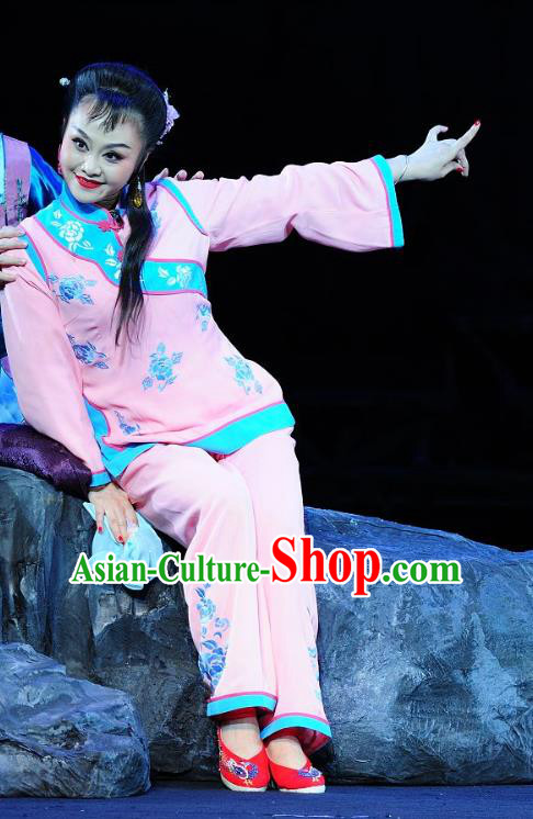 Chinese Sichuan Highlights Opera Young Woman Pink Garment Costumes and Headdress Jin Zi Traditional Peking Opera Actress Dress Jin Zi Apparels