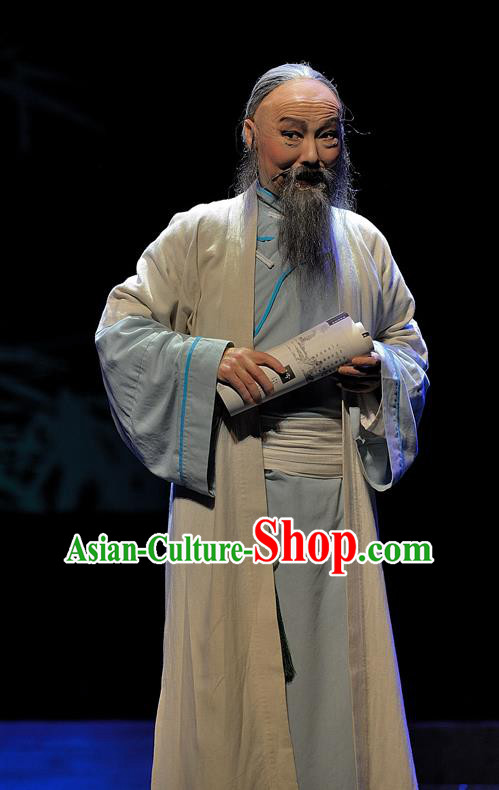 Gua Yin Zhi Xian Chinese Sichuan Opera Old Man Apparels Costumes and Headpieces Peking Opera Highlights Elderly Scholar Yu Bingyuan Garment Laosheng Clothing