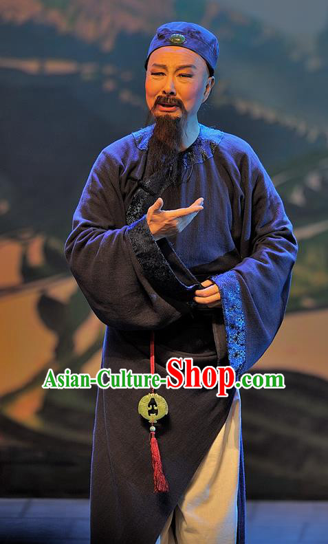 Gua Yin Zhi Xian Chinese Sichuan Opera Scholar Yu Bingyuan Apparels Costumes and Headpieces Peking Opera Highlights Elderly Male Garment Laosheng Clothing