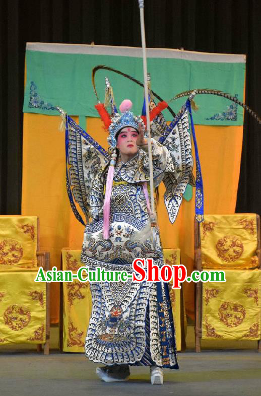 Chinese Sichuan Opera General Kao Apparels Costumes and Headpieces Peking Opera Highlights Military Officer Garment Armor Clothing with Flags