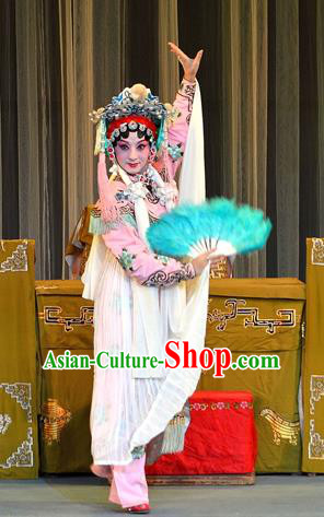 Chinese Sichuan Highlights Opera Hua Tan Garment Costumes and Headdress Jie Cao Bao Traditional Peking Opera Actress Dress Diva Chu Ji Apparels