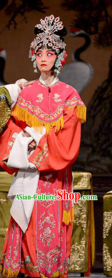 Chinese Hebei Clapper Opera Diva Liang Fengying Garment Costumes and Headdress He Feng Qun Traditional Bangzi Opera Young Lady Rosy Dress Actress Apparels