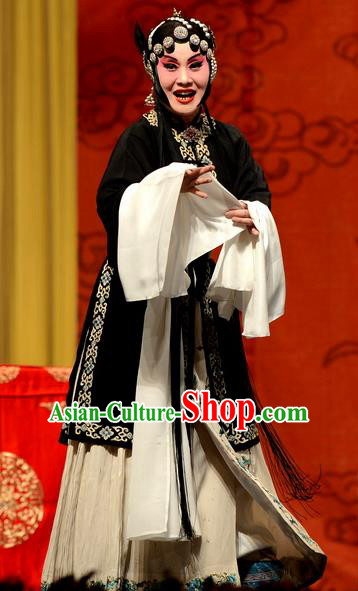 Chinese Hebei Clapper Opera Rich Female Garment Costumes and Headdress Wang Baochuan Traditional Bangzi Opera Tsing Yi Dress Distress Maiden Apparels