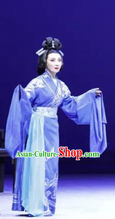 Chinese Sichuan Highlights Opera Actress Garment Costumes and Headdress Luo Xiahong Traditional Peking Opera Madam Dress Young Mistress Apparels