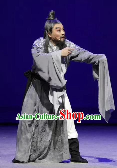 Luo Xiahong Chinese Sichuan Opera Elderly Male Apparels Costumes and Headpieces Peking Opera Highlights Old Scholar Garment Astronomer Clothing