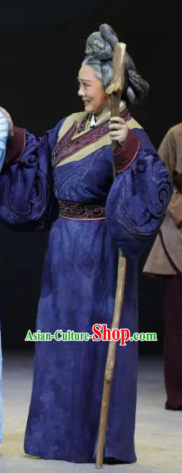 Chinese Sichuan Highlights Opera Pantaloon Garment Costumes and Headdress Luo Xiahong Traditional Peking Opera Laodan Dress Elderly Female Apparels