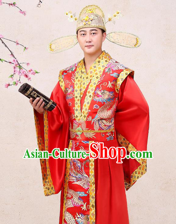 Chinese Ancient Prince Wedding Hanfu Apparels Traditional Tang Dynasty Nobility Childe Historical Costumes and Headwear Complete Set