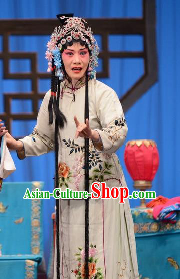 Chinese Hebei Clapper Opera Young Lady Garment Costumes and Headdress Sheng Si Pai Traditional Bangzi Opera Hua Tan Dress Actress Huang Xiulan Apparels