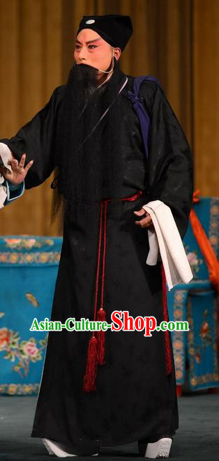 Dou E Yuan Chinese Bangzi Opera Elderly Male Apparels Costumes and Headpieces Traditional Hebei Clapper Opera Laosheng Garment Sai Luyi Clothing