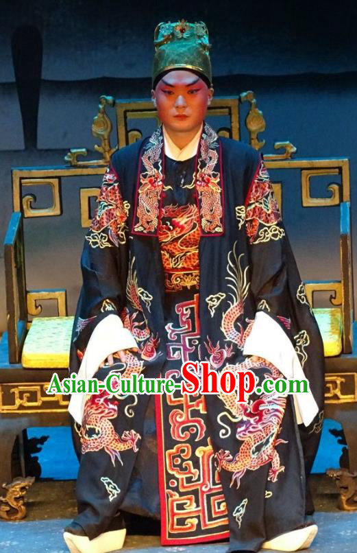 Tai Cheng Liu Chinese Bangzi Opera King Xiao Yan Apparels Costumes and Headpieces Traditional Hebei Clapper Opera Lord Garment Monarch Clothing