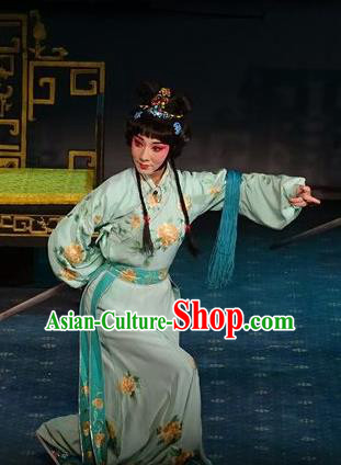 Chinese Hebei Clapper Opera Young Lady Garment Costumes and Headdress Tai Cheng Liu Traditional Bangzi Opera Hua Tan Dress Actress Apparels