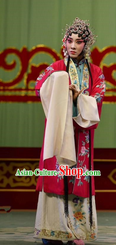 Chinese Hebei Clapper Opera Actress Garment Costumes and Headdress Broadsword Wang Huainv Traditional Bangzi Opera Hua Tan Dress Young Female Apparels