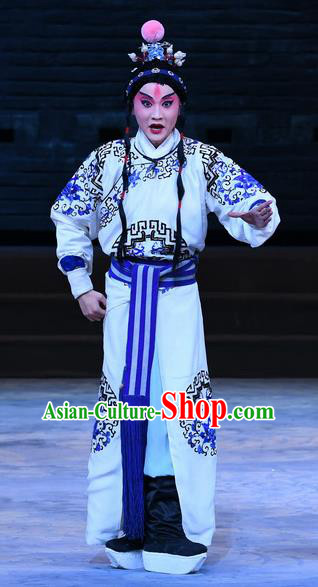 Xue Gang Fan Tang Chinese Bangzi Opera Young Boy Apparels Costumes and Headpieces Traditional Hebei Clapper Opera Martial Male Garment Xue Jiao Clothing