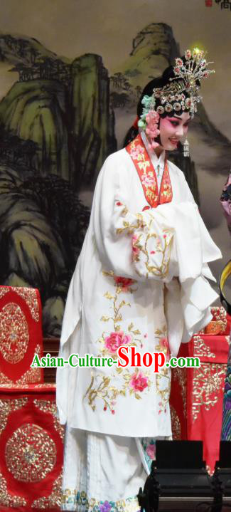 Chinese Hebei Clapper Opera Young Beauty Garment Costumes and Headdress Xiao Yan Traditional Bangzi Opera Actress Dress Diva Diao Chan Apparels