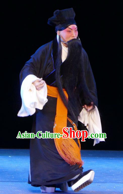 Chun Qiu Bi Chinese Bangzi Opera Elderly Male Zhang En Apparels Costumes and Headpieces Traditional Hebei Clapper Opera Laosheng Garment Servant Clothing