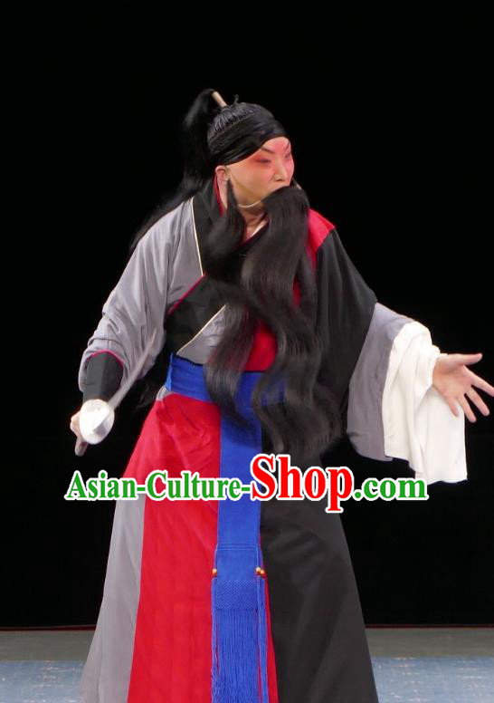 Chun Qiu Bi Chinese Bangzi Opera Prisoner Wang Yancheng Apparels Costumes and Headpieces Traditional Hebei Clapper Opera Laosheng Garment Elderly Male Clothing