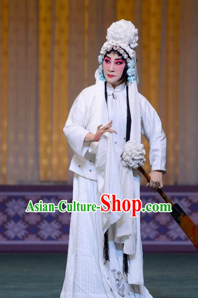 Chinese Hebei Clapper Opera Tsing Yi Garment Costumes and Headdress The Butterfly Chalice Traditional Bangzi Opera Village Girl Dress Distress Maiden Hu Fenglian Apparels