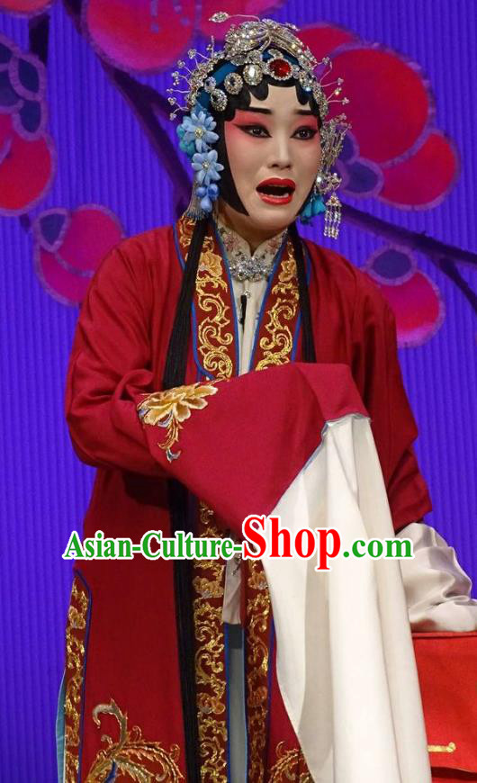 Chinese Hebei Clapper Opera Young Mistress Gu Fengying Garment Costumes and Headdress Chun Qiu Bi Traditional Bangzi Opera Actress Dress Diva Apparels