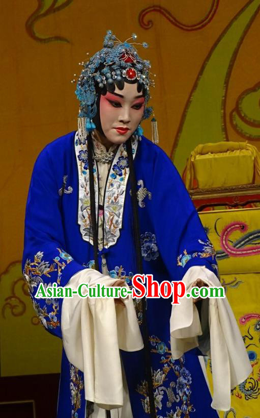 Chinese Hebei Clapper Opera Hua Tan Garment Costumes and Headdress Chun Qiu Bi Traditional Bangzi Opera Diva Gu Fengying Dress Dame Apparels