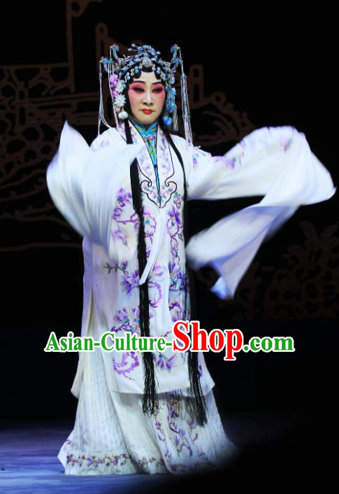 Chinese Hebei Clapper Opera Infanta Chai Garment Costumes and Headdress Kou Zhun Traditional Bangzi Opera Actress Dress Young Woman Apparels