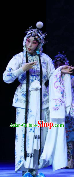 Chinese Hebei Clapper Opera Young Lady Garment Costumes and Headdress Kou Zhun Traditional Bangzi Opera Martial Female Dress Yang Bajie Apparels