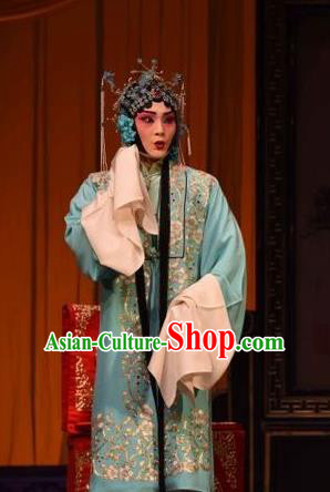 Chinese Hebei Clapper Opera Infanta Chai Garment Costumes and Headdress Yuan Men Zhan Zi Traditional Bangzi Opera Young Mistress Dress Actress Apparels