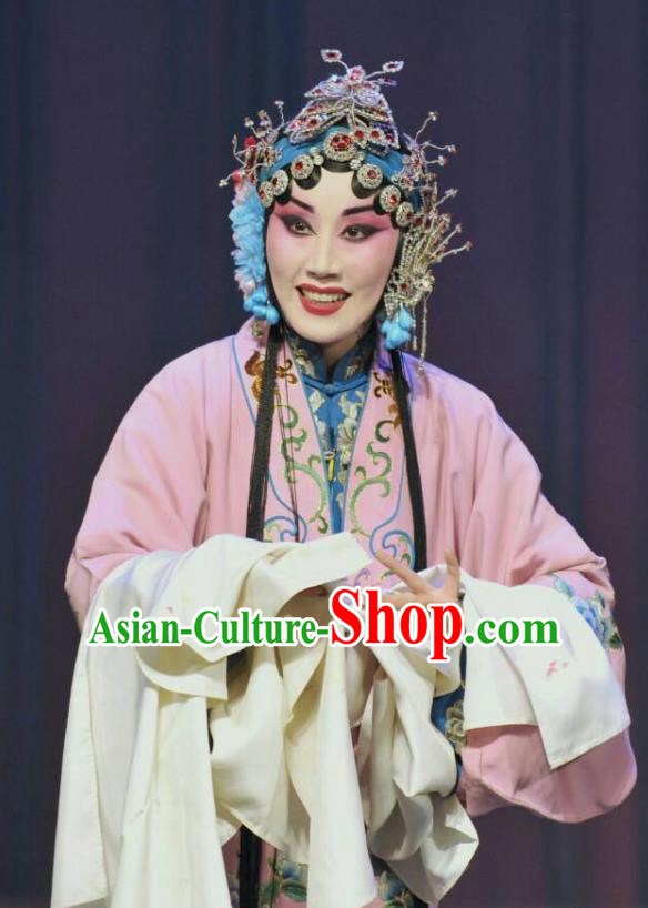 Chinese Hebei Clapper Opera Actress Garment Costumes and Headdress Traditional Bangzi Opera Young Female Dress Hua Tan Lin Huiying Apparels