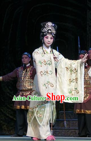 Chinese Hebei Clapper Opera Actress Garment Costumes and Headdress Te Bai City Traditional Bangzi Opera Hua Tan Dress Princess Apparels