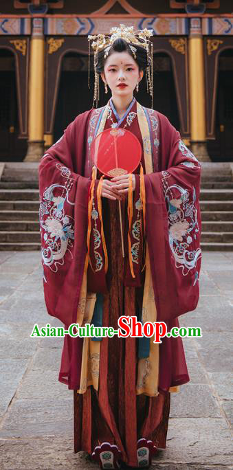 Chinese Ancient Court Princess Embroidered Hanfu Dress Apparels Traditional Jin Dynasty Noble Infanta Historical Costumes Complete Set