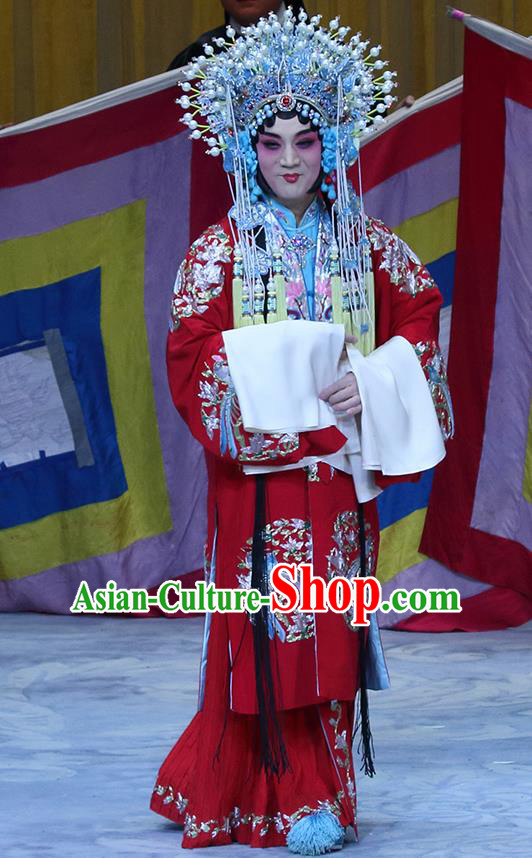 Chinese Hebei Clapper Opera Princess Sun Shangxiang Garment Costumes and Headdress In Extremely Good Fortune Traditional Bangzi Opera Actress Dress Apparels