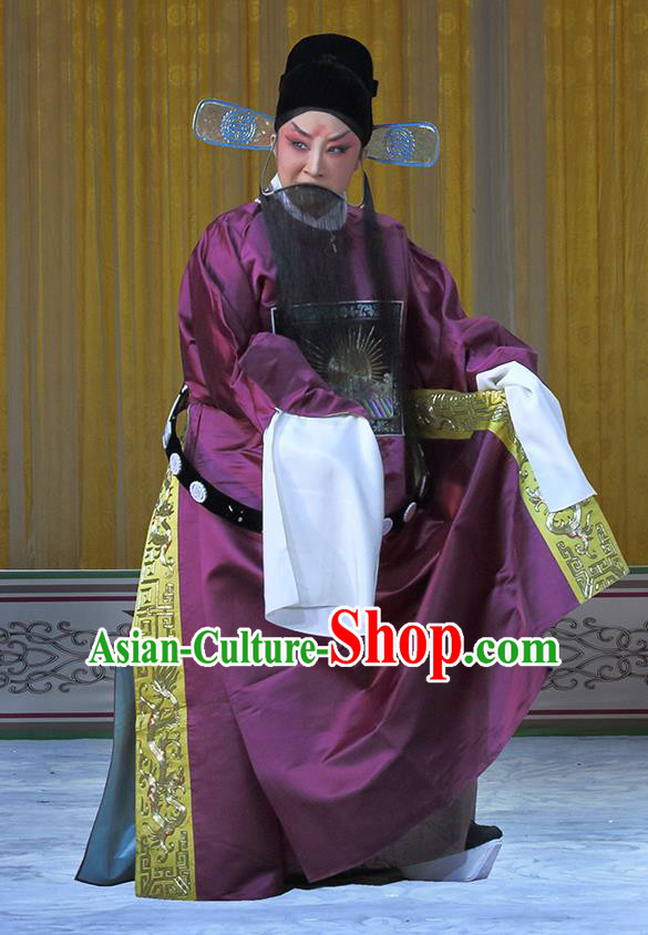 In Extremely Good Fortune Chinese Bangzi Opera Minister Lu Su Apparels Costumes and Headpieces Traditional Hebei Clapper Opera Official Garment Laosheng Clothing