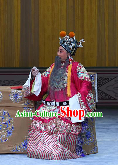 In Extremely Good Fortune Chinese Bangzi Opera Monarch Apparels Costumes and Headpieces Traditional Hebei Clapper Opera Elderly Male Garment Lord Liu Bei Clothing