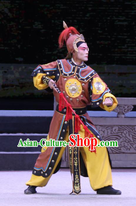 Chinese Bangzi Opera Soldier Apparels Costumes and Headpieces Traditional Shanxi Clapper Opera Wusheng Garment Martial Male Clothing