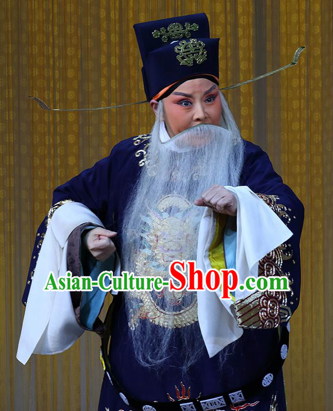 In Extremely Good Fortune Chinese Bangzi Opera Official Qiao Xuan Apparels Costumes and Headpieces Traditional Hebei Clapper Opera Laosheng Garment Elderly Male Clothing