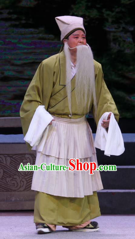 Chinese Bangzi Opera Laosheng Apparels Costumes and Headpieces Traditional Shanxi Clapper Opera Elderly Male Garment Old Man Clothing